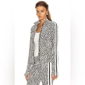 Norma Kamali Side Stripe Turtle Jacket Baby Leopard Casual Athletic Size Small